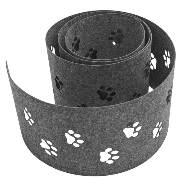 Graues Filzband mit Pfotenabdruckmuster aufgerollt