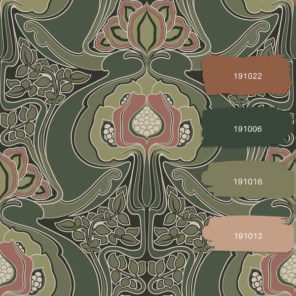 Dekorative Tapete mit floralem Jugendstil Muster