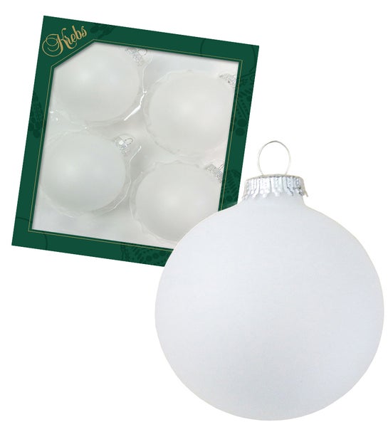 Schneeweiß 8cm Glaskugeln uni, 4 Stck., Weihnachtsbaumkugeln, Christbaumschmuck, Weihnachtsbaumanhänger