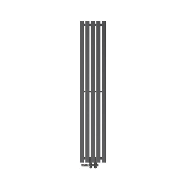 ECD Germany Design Paneelheizkörper Stella Mittelanschluss 260 x 1400 mm Anthrazit mit Anschlussgarnitur inkl. Thermostat Durchgang Boden, Flach Einlagig Vertikal, Heizkörper Badheizkörper Bad Heizung