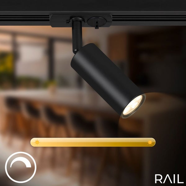 Briloner Rail Schienensystem, Komplettset, 4x LED Spots, Dimmbar, Einspeisung, Schwarz, 1,5 m