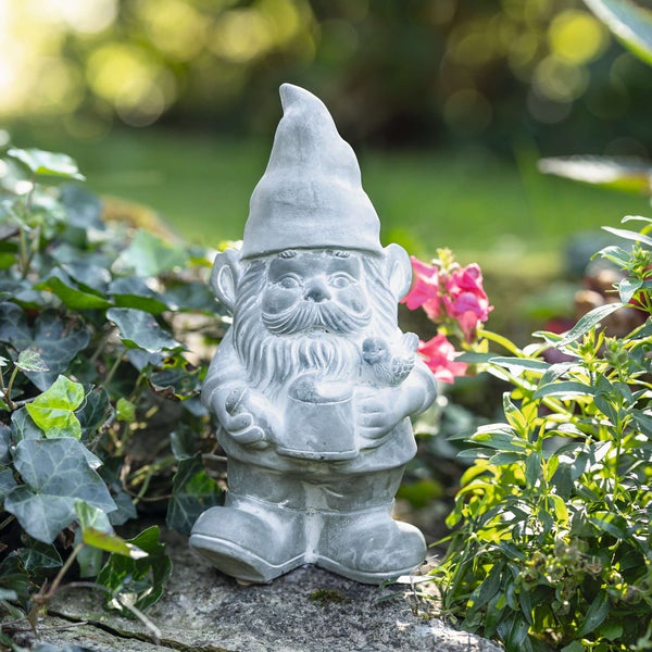 FRANK FLECHTWAREN | Gartenwichtel Zement, ZEMENT, 13 x 12,5 x 26,5 cm