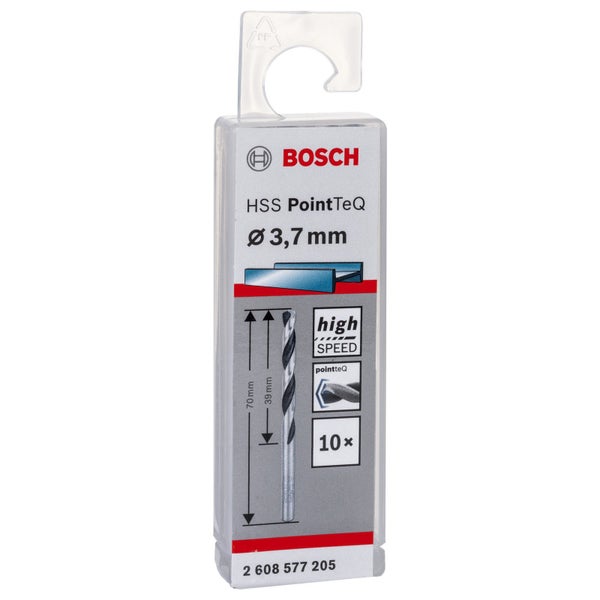 Bosch 10x HSS PointTeQ DIN 338 3,7 x 39 x 70 mm - 2608577205