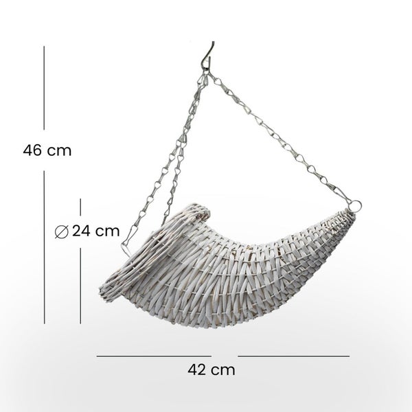 Hängeampel aus Weide mit Kette, Abmessungen 46 x 42 x 24 cm