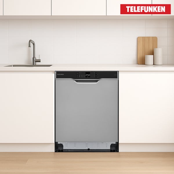 Telefunken Geschirrspüler Unterbau 60 cm Spülmaschine Silber 12 Maßgedecke 6 Programme AquaStop 45 dB GEU6012DI