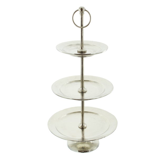 FRANK FLECHTWAREN | Etagere Maison, groß, ALUMINIUM, ca. Ø 20 cm, 25 cm, 30 cm, GH 61 cm, einfache Selbstmontage, ohne Deko
