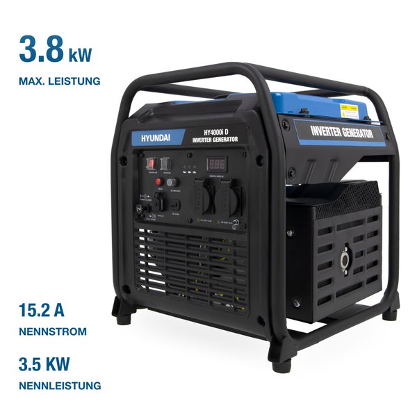 Hyundai HY4000i D Inverter Stromerzeuger mit einer maximalen Leistung von 3.8 Kilowatt