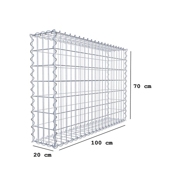 Gabione 100 cm x 70 cm x 20 cm (L x H x T), Maschenweite 5 cm x 10 cm, Spirale