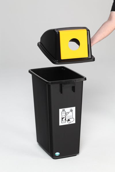 PROREGAL Robuster Wertstoffsammler Mit Kopfteil 58 Liter HxBxT 60 x 32,5 x 47,5 cm Kunststoff Schwarz Gelb