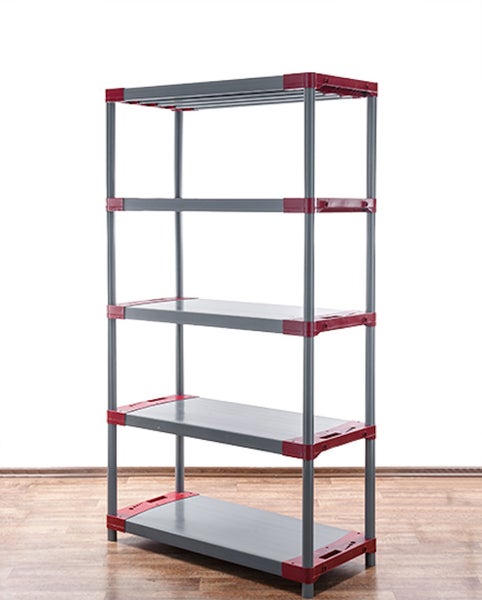 PROREGAL Kunststoffregal Big Grey Bear Tall HxBxT 180 x 90 x 46 cm Fachlast 160 kg Grau/Rot