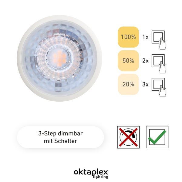 GU10 LED Leuchtmittel 3000K 3er Set 4,8W dimmbar 380lm Einbaustrahler warmweiß Breitstrahlung Ersatz Leuchten Modul