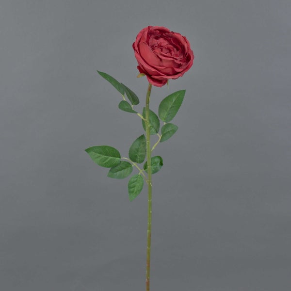 Künstliche Papageientulpe in Rosa mit grünem Stängel und Blättern.
