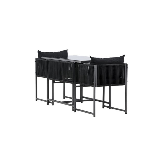 Noto Café-Set 1 Esstisch, 2 Stühle schwarz. 61 X 120 X 73 cm