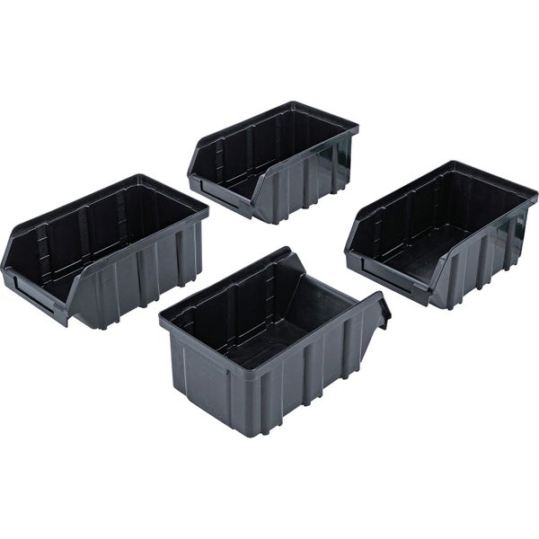BGS Lagersichtbox-Satz mit Hängeschiene für Schrankwand-System 4tlg. - 80195
