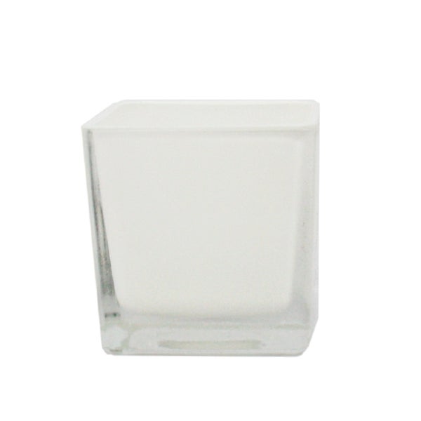 Übertopf Glas-Würfel - 6x6x6cm weiß