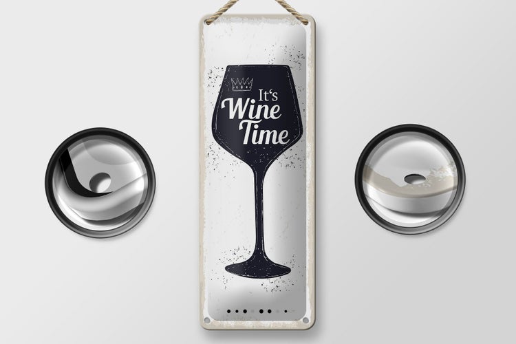Blechschild Spruch Wein It´s Wine Time 10x27cm Dekoration