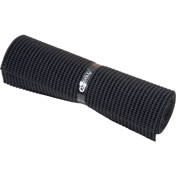 Schwarze KS TOOLS Antirutschmatte in Rollenform mit Netzstruktur.