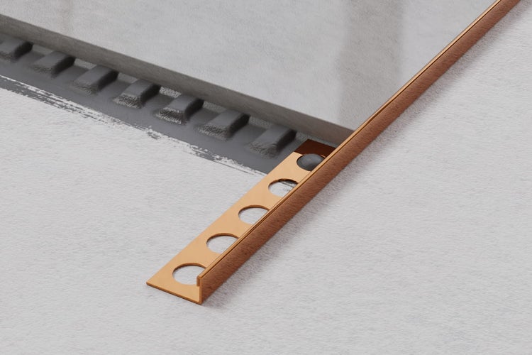 Edelstahl J Eckprofil für Fliesen 1.2cm x 270cm - Glänzendes Kupfer