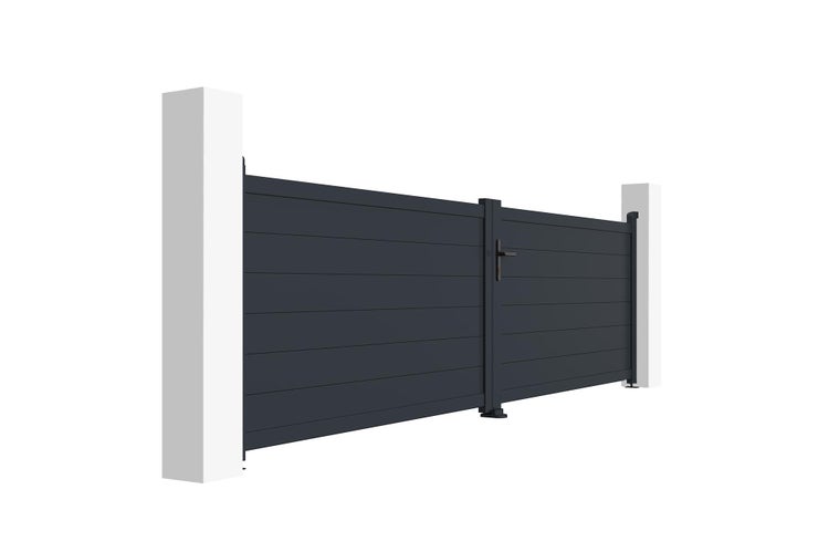 Doppelflügeltor 4m EIGER 400B115 Aluminium Grau