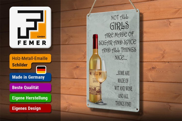Blechschild Spruch 20x30cm not all girls made of sugar and
