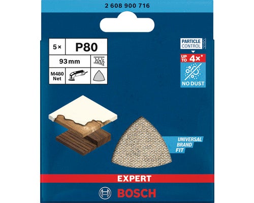 Bosch Expert M480 Net Schleifblatt Set, Körnung P80, 93 mm, 5 Stück