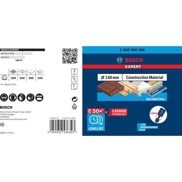 Bosch Expert Lochsäge mit 140 Millimeter Durchmesser und 60 Millimeter Höhe