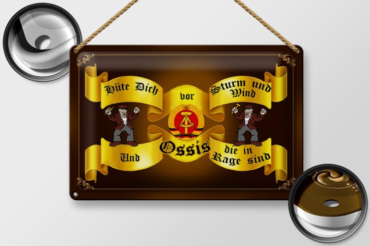 Blechschild Spruch 30x20cm Ossis hüte dich vor Sturm Wind