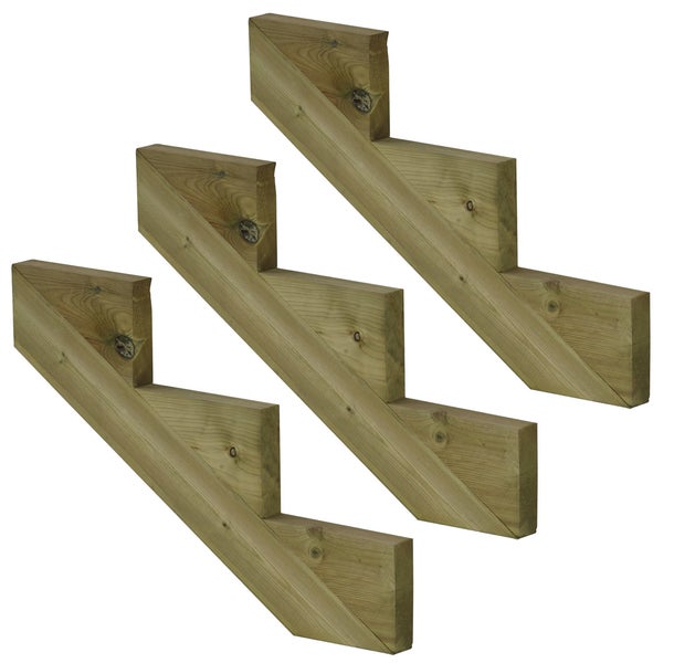 3er Set Treppenwange 3 Stufen aus KDI Holz für Gartentreppe, Außentreppe, Terrassentreppe n-Höhe 51cm