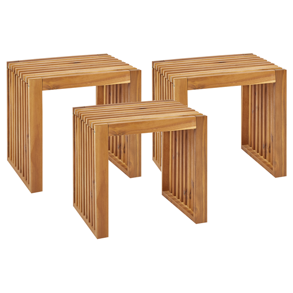 Gartenhocker 3er Set BELLANO Akazienholz Braun