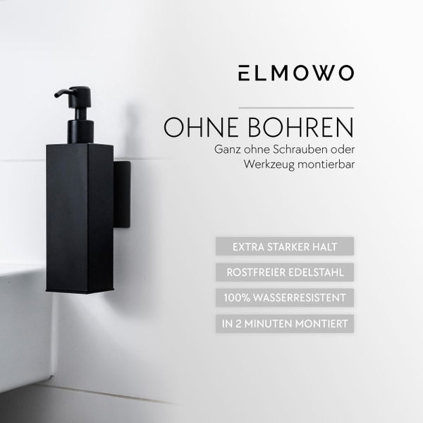 ELMOWO Seifenspender zur Wandmontage ohne Bohren, aus rostfreiem Edelstahl für das Badezimmer.