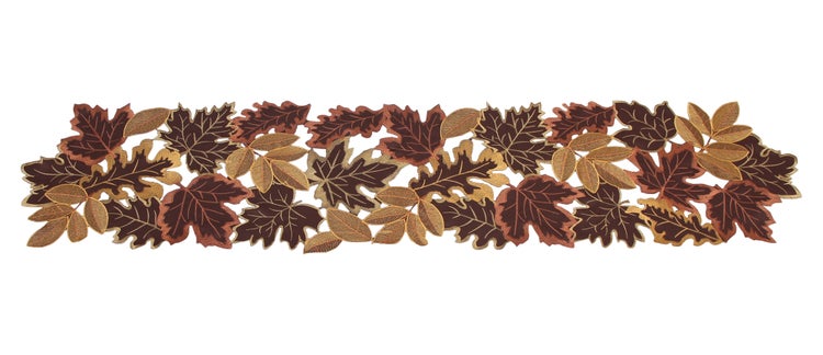 Dekorative Tischdecke mit Herbstlaubmuster.