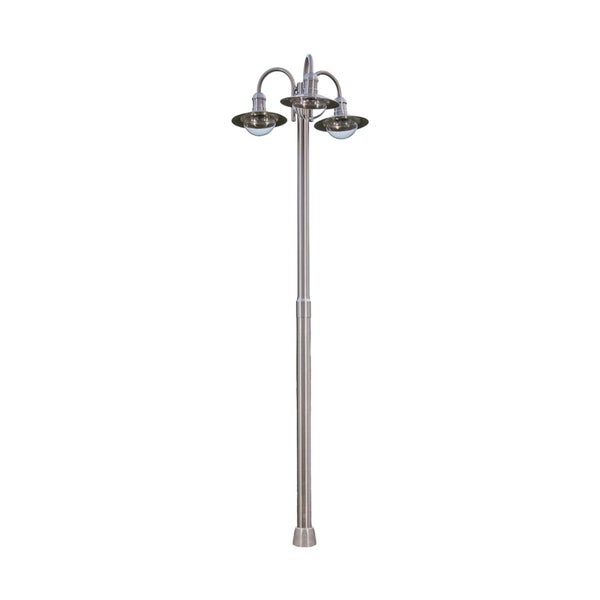 Lindby Mastleuchte außen Damion (spritzwassergeschützt (Modern) in Alu aus Edelstahl (3 flammig, E27) - Kandelaber Außenleuchte