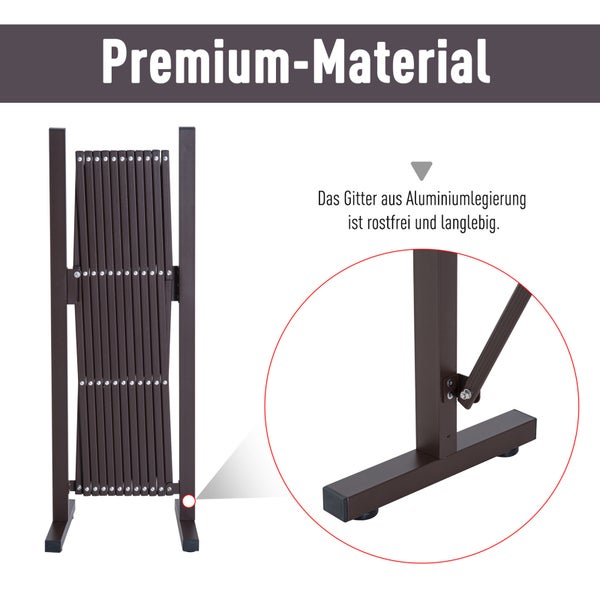Outsunny Scherengitter, Absperrgitter, ausziehbar, 35-300 cm, H103,5 cm, Alu, Braun