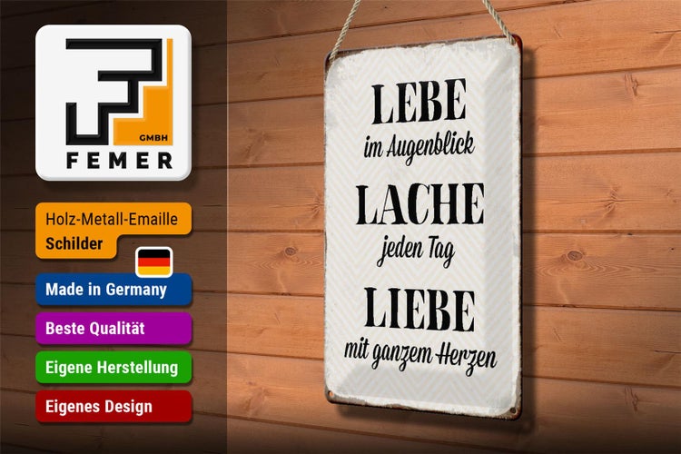Blechschild Spruch 20x30cm Lebe Lache jeden Tag Liebe