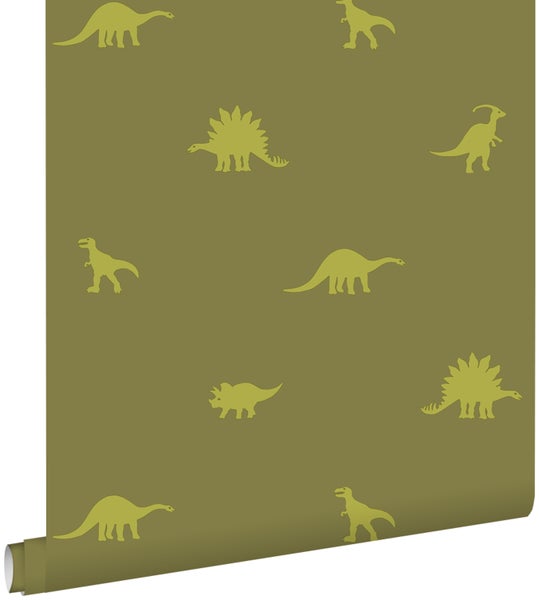 ESTAhome Tapete Dinosaurier Armeegrün - 53 cm x 10.05 m - 114618