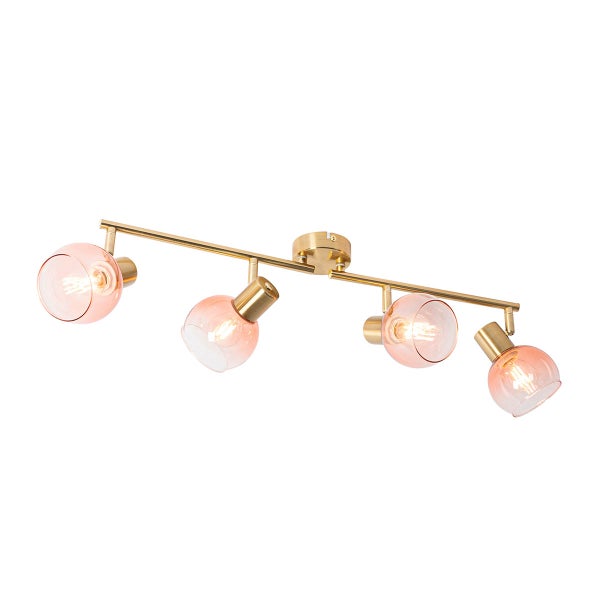 Smart-Strahler Gold mit rosa Glas inkl. 4 Wifi P45 - Vidro