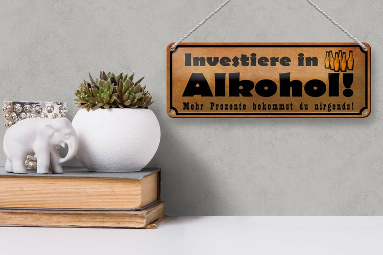 Blechschild Spruch 27x10cm Investiere in Dekoration