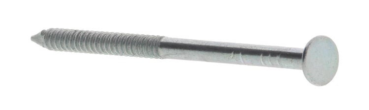 Ein einzelner verzinkter Schlosserhammerstift mit gerändeltem Schaft