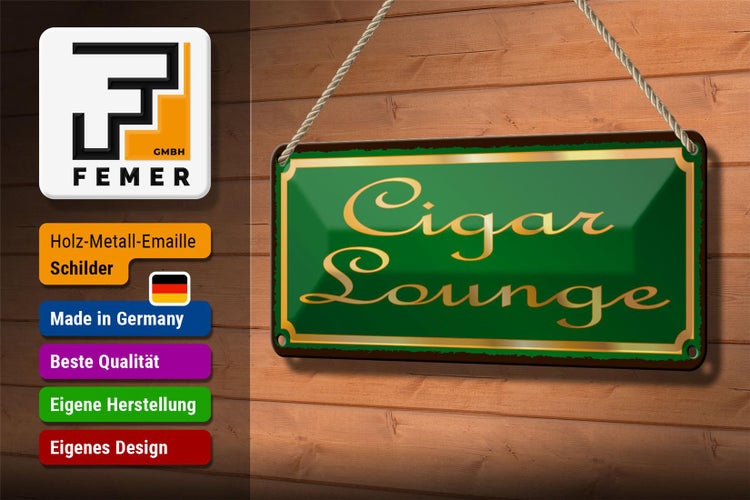 Blechschild Spruch 27x10cm Cigar Lounge Zigarre Lounge Dekoration