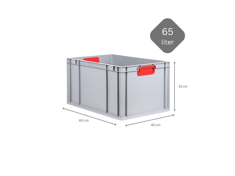 PROREGAL Spar Set 10x Eurobox Nextgen Color HxBxT 32 x 40 x 60 cm 65 Liter Griffe Rot Geschlossen Verstärkter Boden Eurobehälter Transportbox