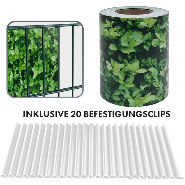 FLOORDIREKT PVC Sichtschutzstreifen 19 cm x 35 m für Gartenzäune Blickdicht Buchsbaum