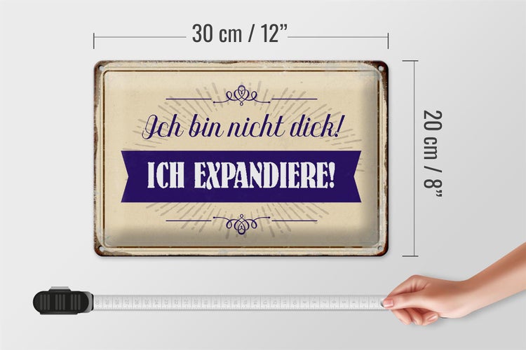 Blechschild Spruch 30x20cm bin nicht dick ich expandiere