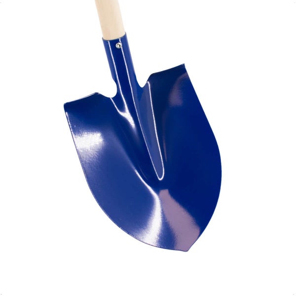 Kinderspaten (Metall) mit Holz-Stiel - Blau