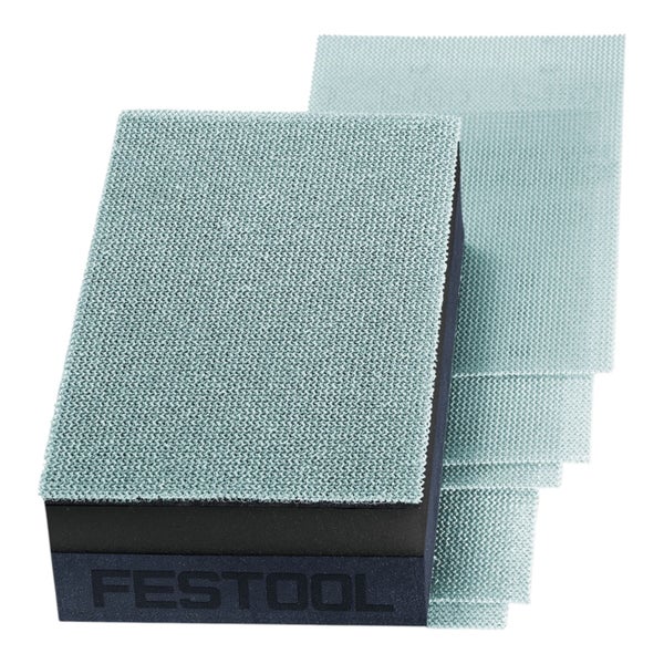 Festool Handschleifklotz mit passenden Schleifnetz Blättern für effektive Schleifarbeiten