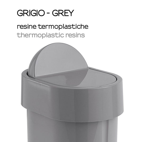 Mülleimer (4,8l) in Grau und aus Propylux | Iris
