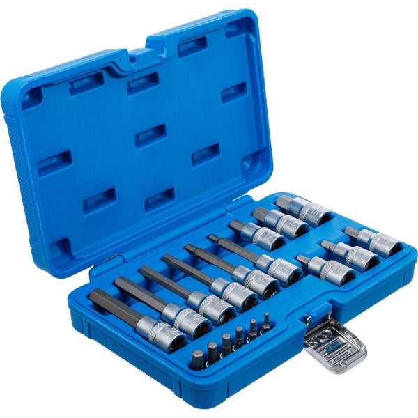 BGS Bit-Einsatz-Satz Antrieb Innenvierkant 6,3 mm (1/4) / 12,5 mm (1/2) Innensechskant 18tlg.  - 5171