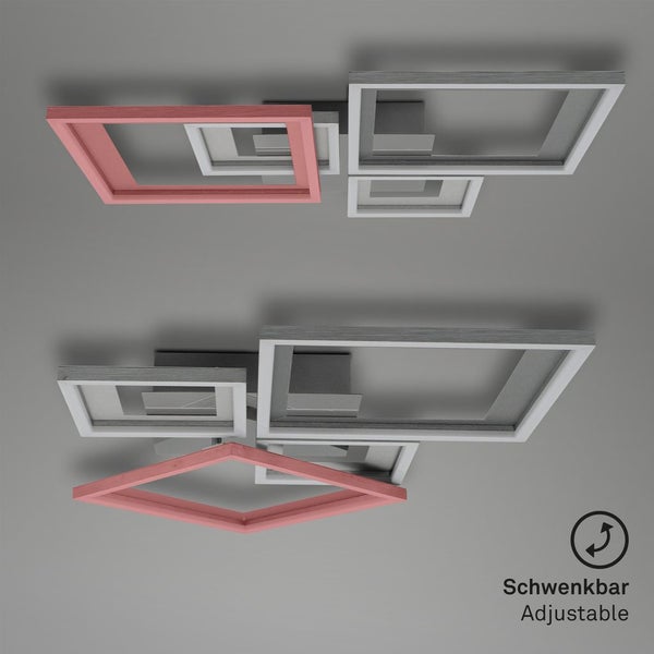 Briloner Leuchten FRAME - Wand-& Deckenleuchte - 3727019 - Stufenweise dimmbar - 3000K warmweiß - Memoryfunktion - Schwenkbar - 53 x 53 x 7,5 cm