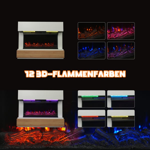 Dekorativer Elektrokamin mit verschiedenen 3D-Flammenfarben
