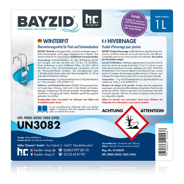 BAYZID Winterfit Überwinterungsmittel für Pools und Schwimmbecken, 1 Liter