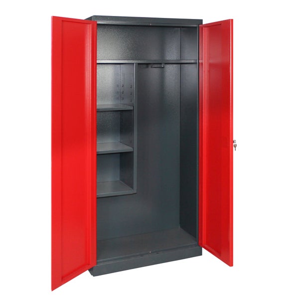 PROREGAL Putzmittelschrank Cat 2 Türen HxBxT 178 x 80 x 37 cm Anthrazitgrau Rot